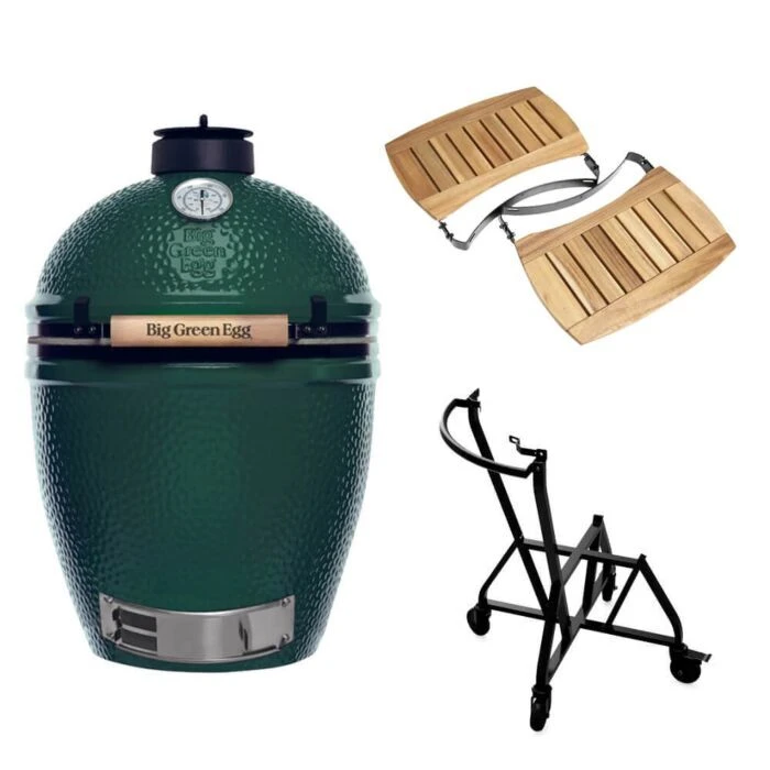 Big Green Egg Medium Barbecue ø 38 Cm Keramiek Groen Met IntEGGrated Nest, Handler En Acaciahouten Zijtafels 3 Big Green Egg Medium Barbecue ø 38 Cm Keramiek Groen Met IntEGGrated Nest, Handler En Acaciahouten Zijtafels