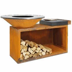 OFYR Island 85-100 Vuurkorf - Barbecue Met Meubel En Plank Van Donkergrijs Keramiek